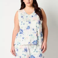 Ambrielle Womens Plus Sleeveless V Neck Pajama Top
