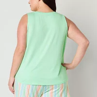 Sleep Chic Womens Plus Sleeveless V Neck Pajama Top