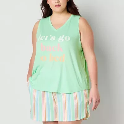 Sleep Chic Womens Plus Sleeveless V Neck Pajama Top