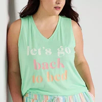 Sleep Chic Womens Plus Sleeveless V Neck Pajama Top
