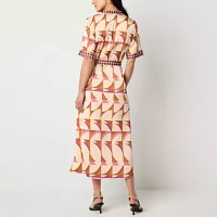 Worthington Womens Short Sleeve Geometric Shirt Dress