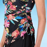 Sonnet Shores Womens Animal Print Floral Swim Dress