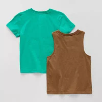 Okie Dokie Toddler & Little Boys 2-pc. Crew Neck Sleeveless Graphic T-Shirt