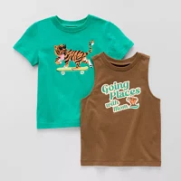 Okie Dokie Toddler & Little Boys 2-pc. Crew Neck Sleeveless Graphic T-Shirt