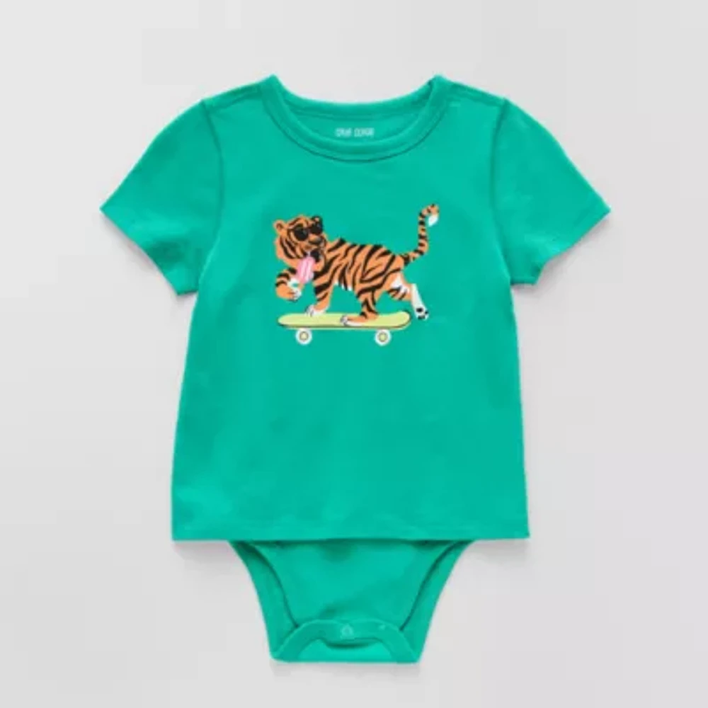 Okie Dokie Toddler Boys Adaptive Crew Neck Short Sleeve Bodysuit