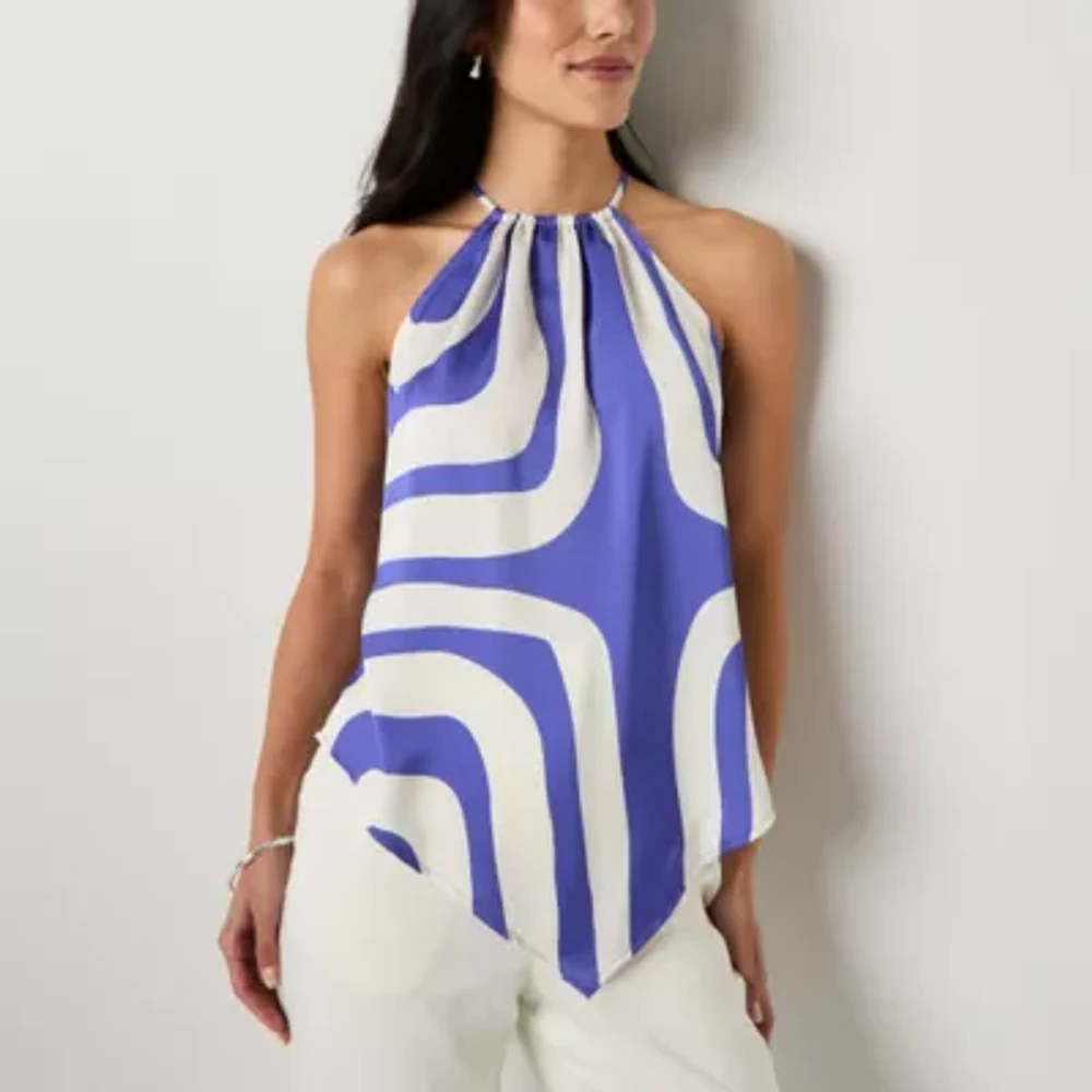 Worthington Womens Sleeveless Mock Neck Top