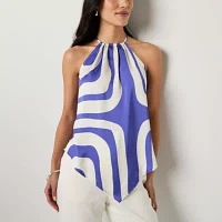 Worthington Womens Sleeveless Mock Neck Top
