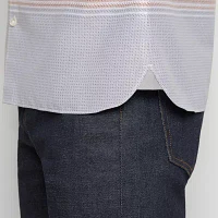 Van Heusen Everyday Defense Stainsheild Mens Slim Fit Short Sleeve Plaid Button-Down Shirt