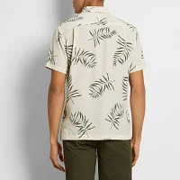 Van Heusen Ss Weekend Camp Shirt Mens Moisture Wicking Regular Fit Short Sleeve Leaf Button-Down