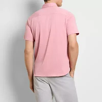 Van Heusen Mens Moisture Wicking Slim Fit Short Sleeve Button-Down Shirt