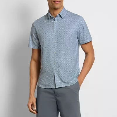 Van Heusen Mens Slim Fit Short Sleeve Floral Button-Down Shirt