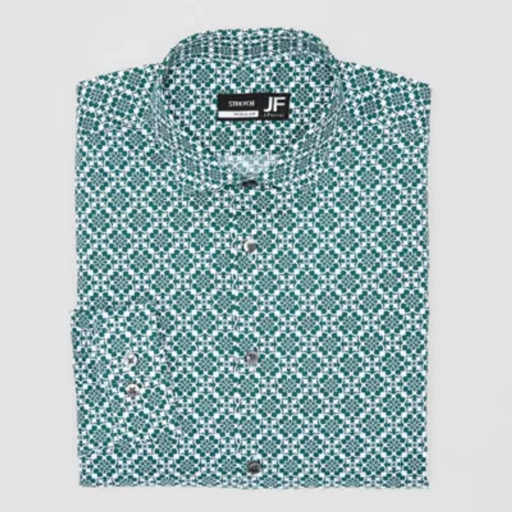 J. Ferrar Mens Regular Fit Stretch Fabric Wrinkle Free Long Sleeve Dress Shirt