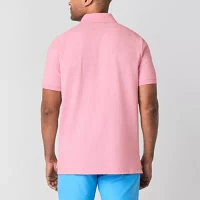 St. John's Bay Essential Striped Oxford Mens Classic Fit Short Sleeve Polo Shirt