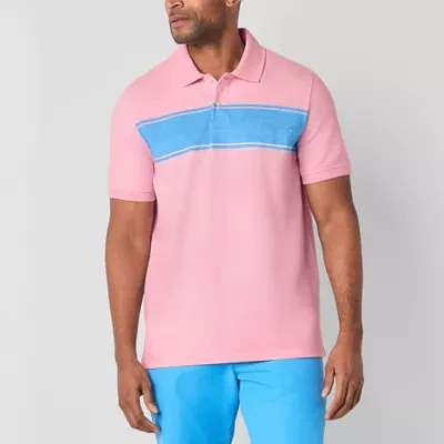 St. John's Bay Essential Striped Oxford Mens Classic Fit Short Sleeve Polo Shirt