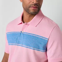 St. John's Bay Essential Striped Oxford Mens Classic Fit Short Sleeve Polo Shirt