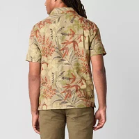 mutual weave Mens Short Sleeve Camp Shirt