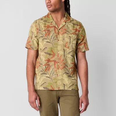 mutual weave Mens Short Sleeve Camp Shirt