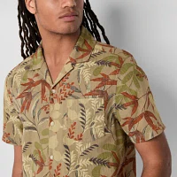 mutual weave Mens Short Sleeve Camp Shirt