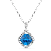 Womens Genuine Topaz Sterling Silver Pendant Necklaces
