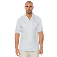 Cubavera Four-Pocket Mini Pintuck Mens Regular Fit Short Sleeve Button-Down Shirt