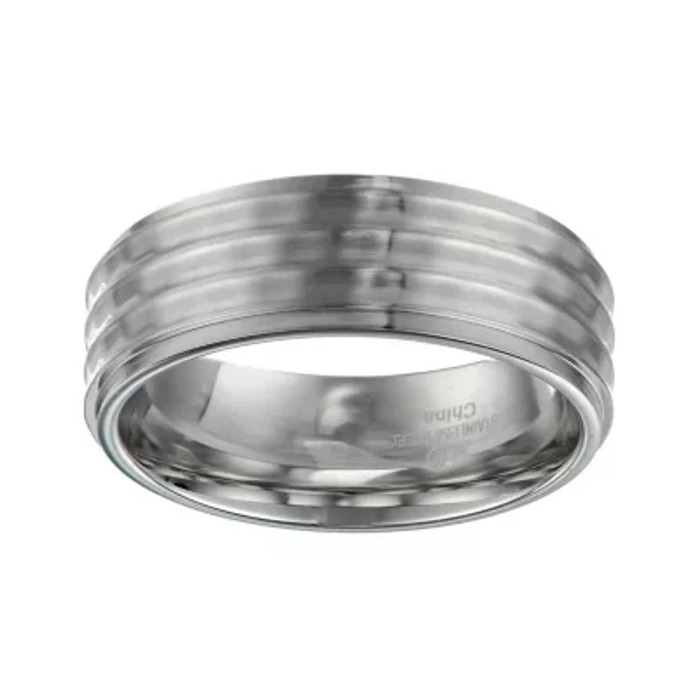 Mens Stainless Steel Textured Band