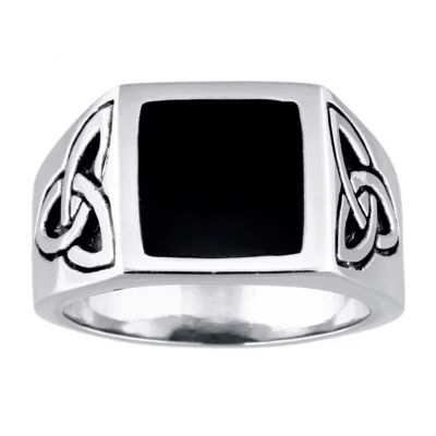 Mens Stainless Steel Celtic Knot Ring with Resin