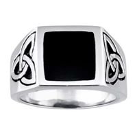 Mens Stainless Steel Celtic Knot Ring with Resin