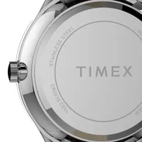 Timex Mens Silver Tone Leather Strap Watch Tw2t71900jt