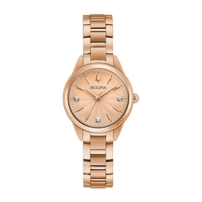 Bulova Sutton Unisex Adult Rose Goldtone Stainless Steel Bracelet Watch 97p151