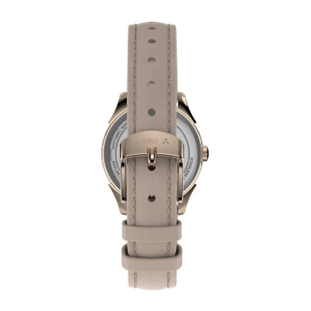 Timex Womens Rose Goldtone Leather Strap Watch Tw2t66500jt