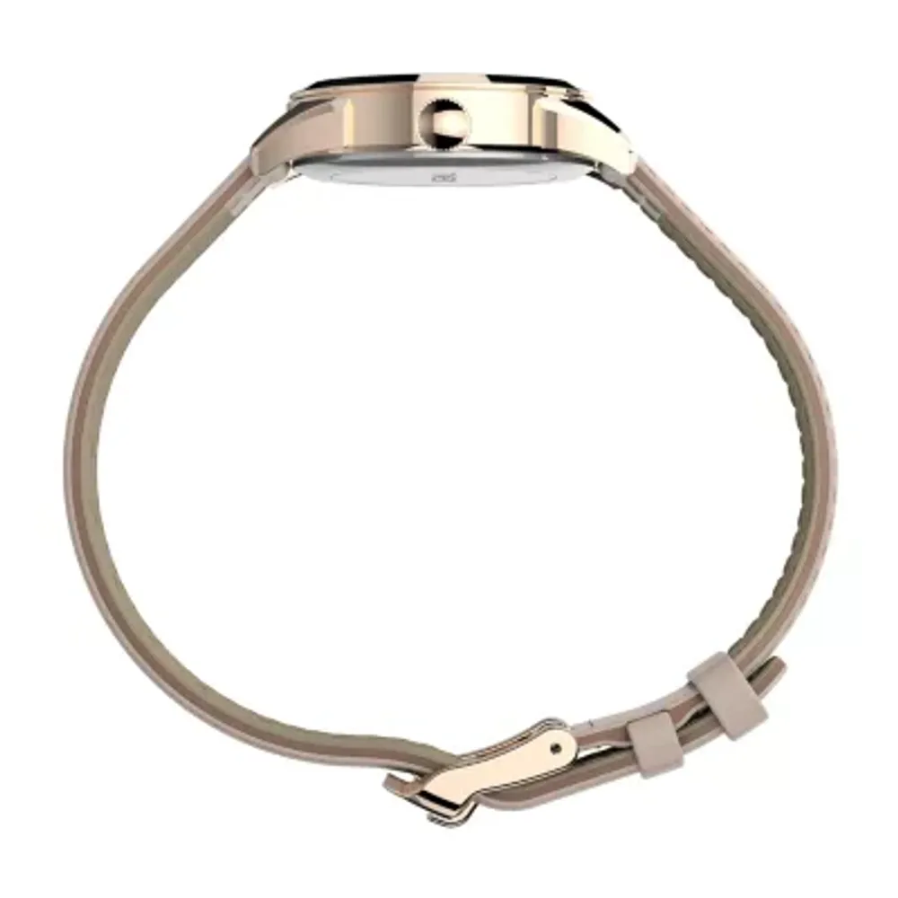 Timex Womens Rose Goldtone Leather Strap Watch Tw2t66500jt
