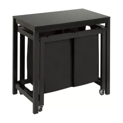 Honey-Can-Do Black Double Laundry Sorter with Folding Table