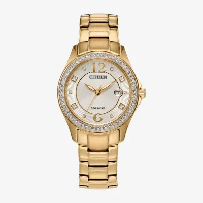 Citizen Womens Crystal Accent Gold Tone Stainless Steel Bracelet Watch Fe1147-79p