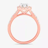 Signature By Modern Bride (G-H / Si1-Si2) Womens 1 3/8 CT. T.W. Lab Grown White Diamond 14K Gold Cushion Side Stone Engagement Ring