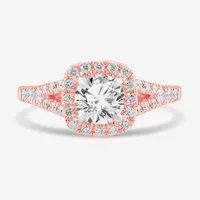 Signature By Modern Bride (G-H / Si1-Si2) Womens 1 3/8 CT. T.W. Lab Grown White Diamond 14K Gold Cushion Side Stone Engagement Ring