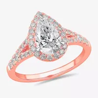 Signature By Modern Bride (G-H / Si1-Si2) Womens 1 3/8 CT. T.W. Lab Grown White Diamond 14K Gold Pear Side Stone Engagement Ring