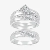 4.65mm Unisex Adult 1/4 CT. T.W. Natural White Diamond 10K White Gold Marquise Side Stone Wedding Ring Sets