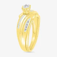 4.80mm Unisex Adult 1/3 CT. T.W. Natural White Diamond 10K Gold Round Side Stone Wedding Ring Sets