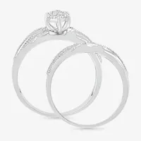 5.20mm Unisex Adult 1/3 CT. T.W. Natural White Diamond 10K White Gold Marquise Halo Side Stone Ring Sets