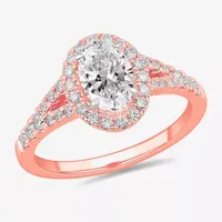 Signature By Modern Bride (G-H / Si1-Si2) Womens 1 3/8 CT. T.W. Lab Grown White Diamond 14K Gold Oval Side Stone Engagement Ring