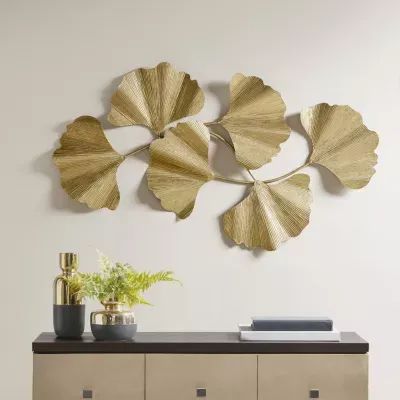 Martha Stewart Faye Gold Foil Ginkgo Leaf Metal Wall Art