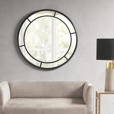 Martha Stewart Katonah Framed Wall Mount Round Decorative Wall Mirror