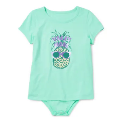 Thereabouts Little & Big Girls Crew Neck Short Sleeve Bodysuit