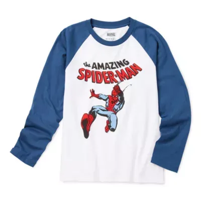 Marvel Little & Big Boys Crew Neck Spiderman Long Sleeve Graphic T-Shirt
