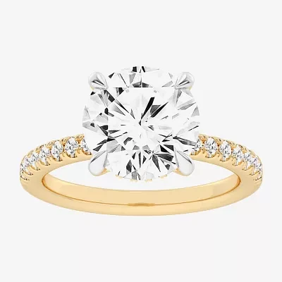 G-H / Si1-Si2) Womens 1 / CT. T.W. Lab Grown White Diamond 14K Gold Round Side Stone Engagement Ring