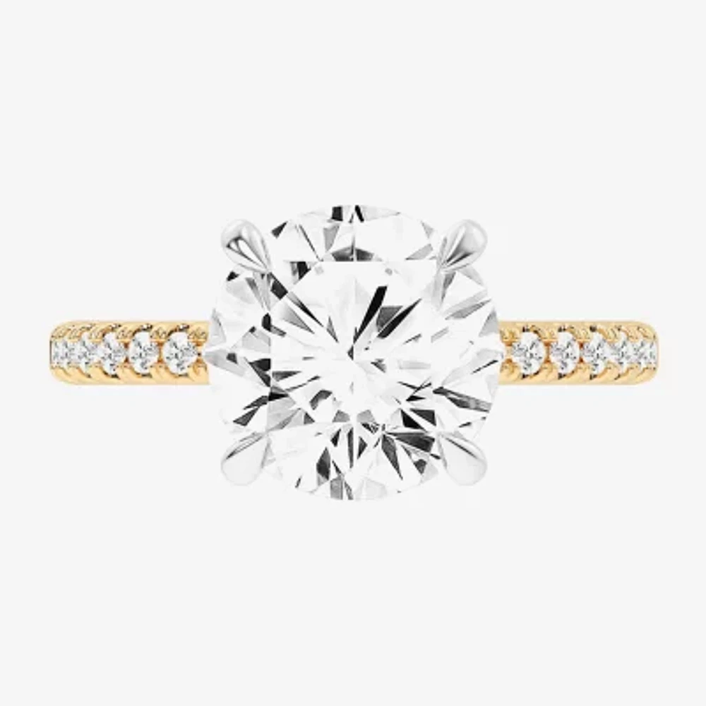 G-H / Si1-Si2) Womens 1/ CT. T.W. Lab Grown White Diamond 14K Gold Round Side Stone Engagement Ring