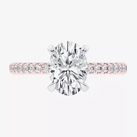 (G-H / Si1-Si2 Womens 4 1/4 CT. T.W. Lab Grown White Diamond 14K Rose Gold Oval Side Stone Engagement Ring