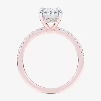 (G-H / Si1-Si2 Womens 4 1/4 CT. T.W. Lab Grown White Diamond 14K Rose Gold Oval Side Stone Engagement Ring