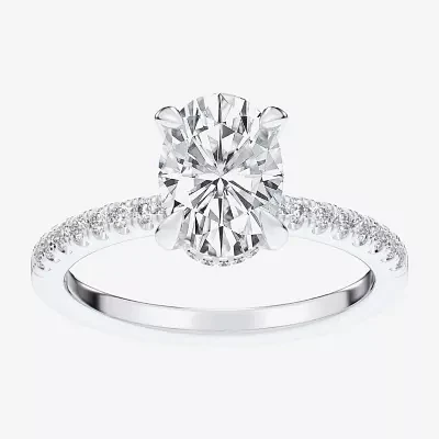 (G-H / Si1-Si2 Womens 4 1/4 CT. T.W. Lab Grown White Diamond 14K Gold Oval Side Stone Engagement Ring
