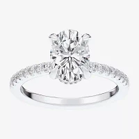 (G-H / Si1-Si2 Womens 4 1/4 CT. T.W. Lab Grown White Diamond 14K Gold Oval Side Stone Engagement Ring